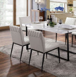 Ivory Leatherette 2pcs Side Chairs Dining Room Furniture Black Metal frame Padded Seat Dining Chair B011P214980