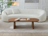 47.24" Oval Coffee Table with Solid Wood Veneered, Mid Century Modern Wooden Coffee Table, Walnut W2664P346449