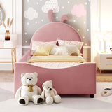 Twin Size Upholstered Daybed with Rabbit Ear Shaped Headboard, Pink WF308907AAH