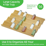 ZNTS Bamboo spice rack drawer storage box, 10 spice storage cans organizer drawer rack plugin, 8-piece 86014993