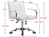 Modern Adjustable Faux Leather Swivel Office Chair with Wheels, White 16916250