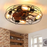 ZNTS Caged Ceiling Fan With Light, 20'' farmhouse Low Profile Ceiling fan Lights With Remote Control, W1340103792