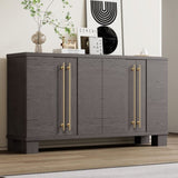 TREXM Wood Traditional Style Sideboard with Adjustable Shelves and Gold Handles for Kitchen, Dining N715P232696N