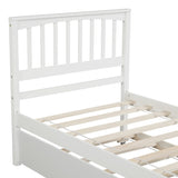Twin size Platform Bed with Trundle, White WF195106AAK