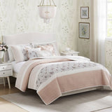 6 Piece Cotton Percale Quilt Set with Throw Pillows Blush King/Cal King B035129024