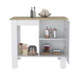Atenea Kitchen Island, Single Door Cabinet, Shelf White / Macadamia B070P214570
