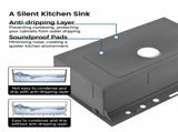 Pull-out Faucet Single Bowl Sink Kitchen Vegetable Sink 304 33"x22" Whale Waterfall Sink Stainless 44745095