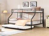Twin Over Full with trundle Metal Bunk Bed , No Box Spring Needed, Easy Assemble W311P297436