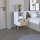 Huna Tall Nightstand with Open Storage and Drawer in Modern Design B200P173217