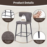 28inch Counter Height Bar Stools Set of 2, Modern Bar Upholstered Chairs with PU Leather, Metal N762P199304E
