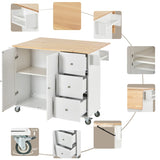 Rolling Mobile Kitchen Island with Solid Wood Top Locking Wheels,52.7 Inch Width,Storage Cabinet WF287035AAW