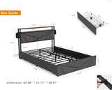 Full Bed Frame, Storage Headboard with Charging Station, Solid and Stable, Noise Free, No Box Spring W2129P262892