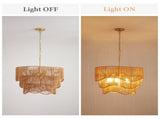 Handwoven Paper Rattan Boho Chandelier with 7-Light E26 Base, 60cm Adjustable Height Wave Pendant W1367P461037