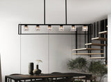 6-Light Farmhouse, Modern Industrial Linear Rectangular Crystal Pendant Light Cage W1592P232593