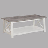 White Brown 3-Piece Set Table Top Cocktail Rectangular Coffee Table and Two Matching Square End B011P244337