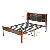 ZNTS Bed Frame with Storage Headboard/USB Charging Station,Metal Platform Bed Frame Full Size No Box W2151130480