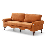 80-Inch Modern Linen 3 seat Sofa with Wooden Legs & Crystal button and Copper Nail, Tufted Backrest, W1117P268791