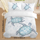 Sea Turtle Bedding Aqua Teal Blue Duvet Cover Sets Beach Turtle Bed Sets Ocean 3 Piece Turtle Themed 82360013