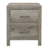 Transitional Aesthetic Bedroom Nightstand Faux Wood Veneer Weathered Gray Finish Nickel Hardware Bed B01146212