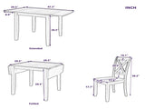 3-Piece Wood Drop Leaf Breakfast Nook Dining Table Set with 2 X-back Chairs for Small Places, 09982009