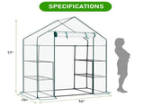 Mini Walk-in Greenhouse with PE Cover, 4-Shelf Indoor Outdoor Plant Gardening Green House for Garden 39486403
