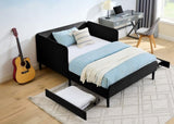 Full Size Upholstered Platform Bed Frame with 2 Storage Drawers, Adjustable Velvet Sofa Bed, Black W1413P298912