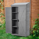 Outdoor Storage Cabinet Metal Top,Garden Storage Shed,Outdoor 68 Inches Wood Tall Shed for Yard W1390121823