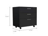 Medford 3-Drawer Rectangle Chest with Caster Black Wengue B06280346