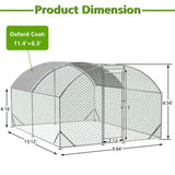 ZNTS Large Chicken Coop Metal Chicken Run with Waterproof and Anti-UV Cover, Dome Shaped Walk-in Fence W2505P194437