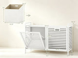 2Bin PullOut Bamboo Laundry Hamper Cabinet, 10Gallon Removable Polyester Fabric Sorter Baskets 37682826