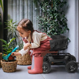 Rolling Garden Cart with Cushioned Backrest & Seat, Outdoor Gardening Stool for Planting, Garden 80553190