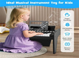 25 Keys Mini Digital Piano for Kids Age 3, Lighted Teaching Mode with 6 Tones & 15 Demo Songs-Black 34333333