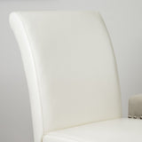 Contemporary leather counter stools,Ivory dining chairs with nail-head decoration ,25 N780P168429