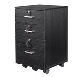 ZNTS FCH Black Wood Grain Density Board Three Drawers Wooden Filing Cabinet 38131424