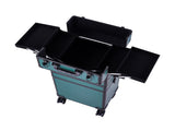 4-in-1 Draw-bar Style Interchangeable Aluminum Rolling Makeup Case-Dark Green 58641753