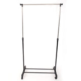 ZNTS Single-bar Vertical & Horizontal Stretching Stand Clothes Rack with Shoe Shelf YJ-01 Black & Silver 62194653