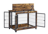 ZNTS Furniture Dog Cage Crate with Double Doors, Rustic Brown, 38.58'' W x 25.2'' D x 27.17'' H W116291738