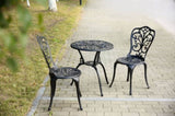 Best Choice Products 3-Piece Outdoor Rust-Resistant Cast Aluminum Patio Bistro Set Black W640P250968