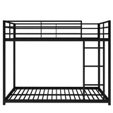 Full over Full Metal Bunk Bed, Low Bunk Bed with Ladder, Black 71718681