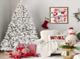 Artificial 6ft Flocked Christmas Tree with 888 PVC Branch Tips, Pine cone*35pcs, 350L warm white 73361399
