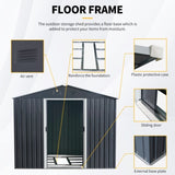 8ft x 6ft Outdoor Metal Storage Shed with Metal foundation,Black W540P175677