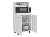 Enderlin Microwave Stand with 3 Shelves, 2 Doors, 4 legs and Cabinet, White B097P474297