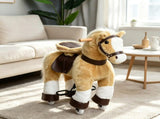 Light Brown Plush Walking Horse Ride-On Toy Sturdy Wheeled Kids Riding Chair for 3-8 Years Old 33041816