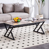A coffee table is made of rock slab material, with a natural and smooth marble pattern on the W1151P154285