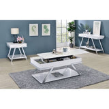Contemporary Style White 1pc Sofa Table High Gloss Finish Chrome Frame Console Table Gorgeous Living B011P207456