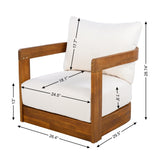 Premium Acacia Wood Outdoor Club Chair, Curved Tub Design, Water-Resistant Cushions, All-Weather N767P314269B