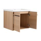 ZNTS LEVISTAR Oak 24 Inch Bathroom Vanity with resin Countertop Sink, 2 Doors Bathroom Cabinet Set W1972P165042