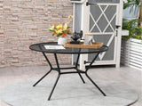 35" Round Patio Table Black Metal Mesh Bistro Style Dining Table 47173770