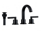 Bathroom Faucet 2 Handle Matte Black Bathroom Faucet Widespread 3 Hole 360&deg Swivel Spout Modern T3177P412847