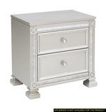 ZNTS Glamorous Modern Design 1pc Nightstand of 2x Drawers Faux Crystal Knobs Silver Finish Furniture B01160811